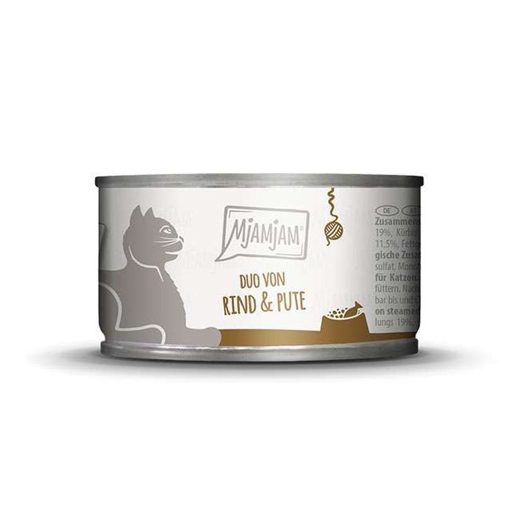 MJAMJAM gato adulto duo vacuno y pava lata