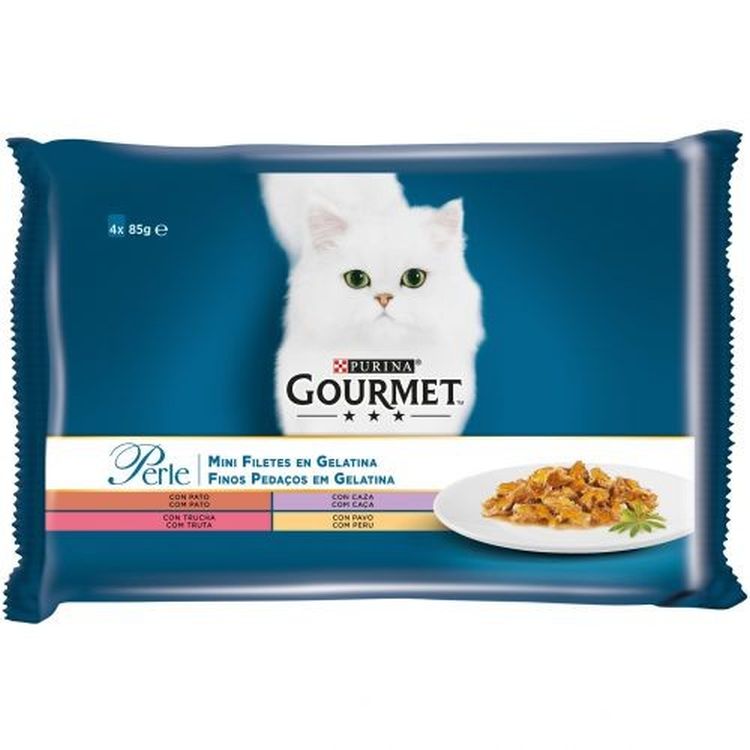 GOURMET gato Perle laminas gelatina pavo 4x85 gr
