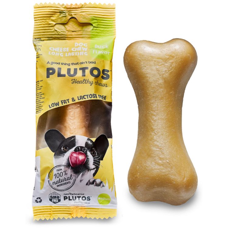 PLUTOS perro adulto snack hueso queso y pato