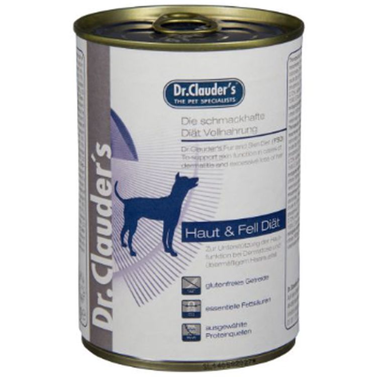 DR CLAUDER perro adulto dieta pelo y piel lata 400 gr