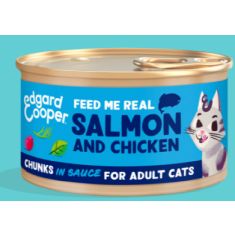EDGAR&COOPER gato adulto wet trocitos salmon y pollo lata 85 gr