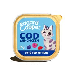 EDGAR&COOPER gato kitten pate bacalao y pollo tarrina 85 gr