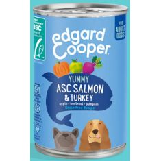 EDGAR&COOPER perro adulto salmon y pavo lata 400 gr