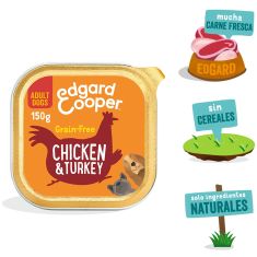 EDGAR&COOPER perro adulto pollo y pavo tarrina 150 gr
