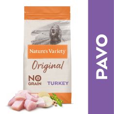NATURES VARIETY perro adulto medium maxi Original no grain pavo