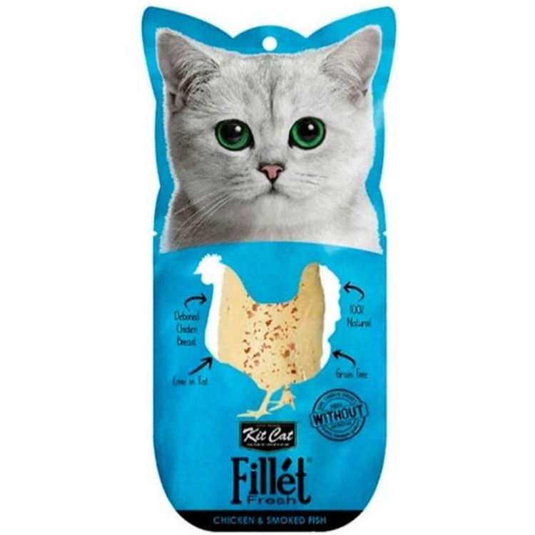 KIT CAT gato snack FilletFresh pollo y pescado ahumado 30 gr