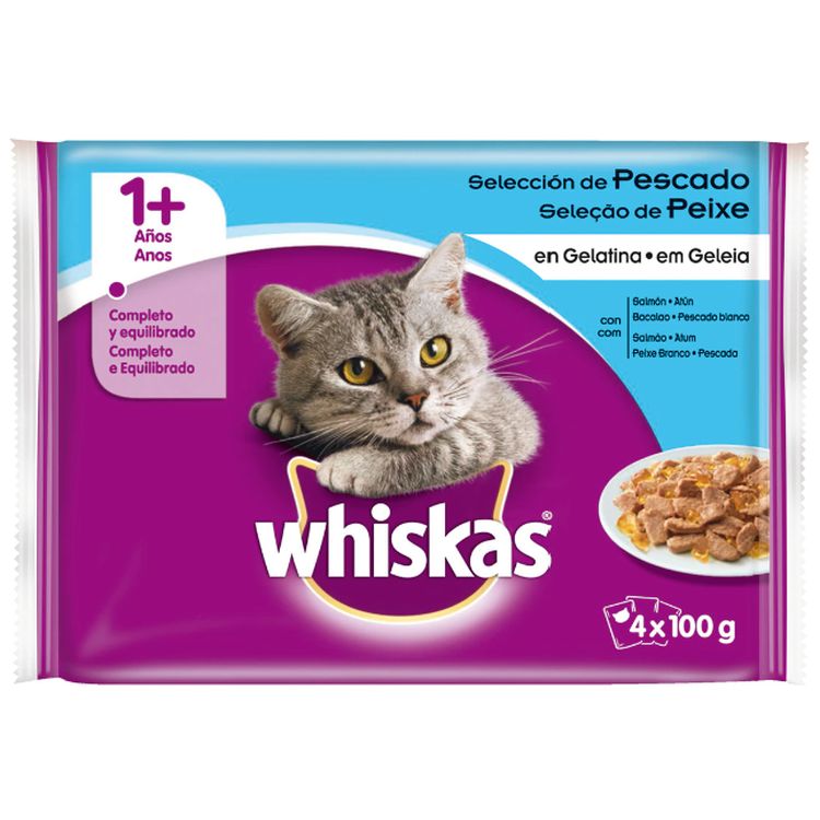 WHISKAS gato adulto Sabores del mar pouch 4x100 gr