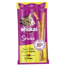 WHISKAS gato snack sticks pollo 3 uds