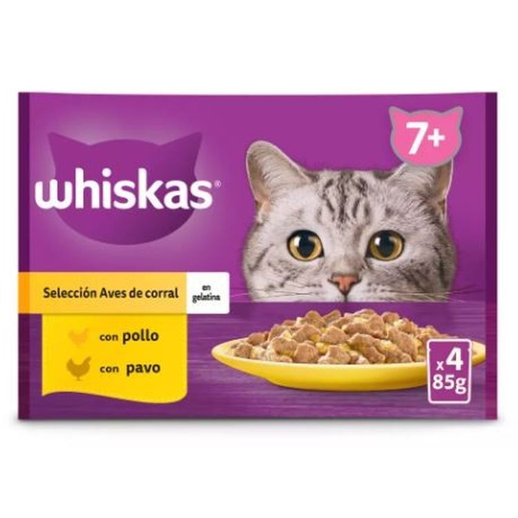 WHISKAS gato senior +7 pack Seleccion ave pouch 4x85gr