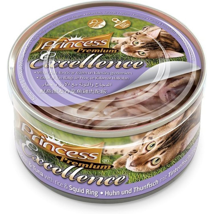 PRINCESS gato adulto Excelence pollo atun calamar lata 70gr